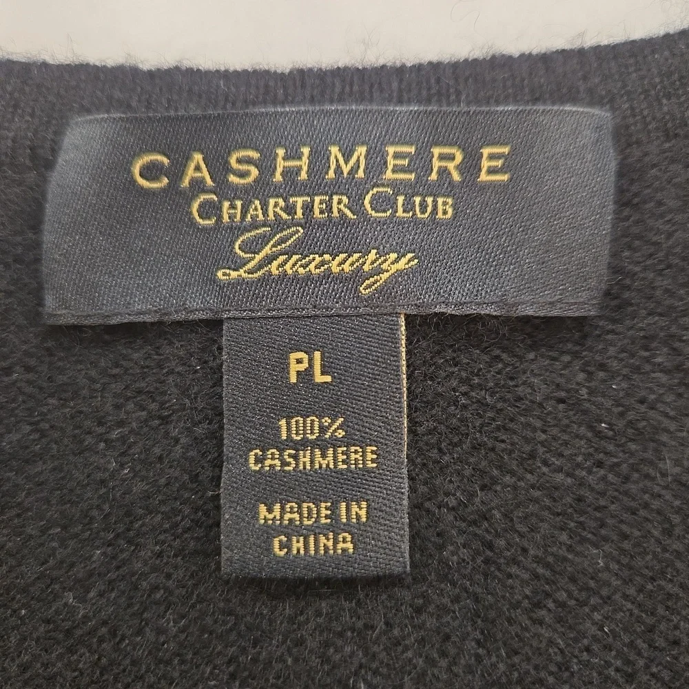 100% Cashmere Classic Black Crewneck Quiet Luxury Sweater Womens Large